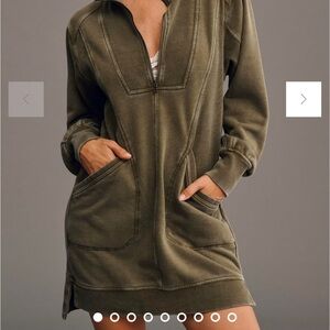 NWT Anthropologie Daily Practice Meru Sweatshirt Mini Dress Sz Small Olive